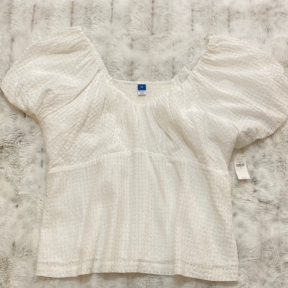Old Navy White Puff Sleeve Top